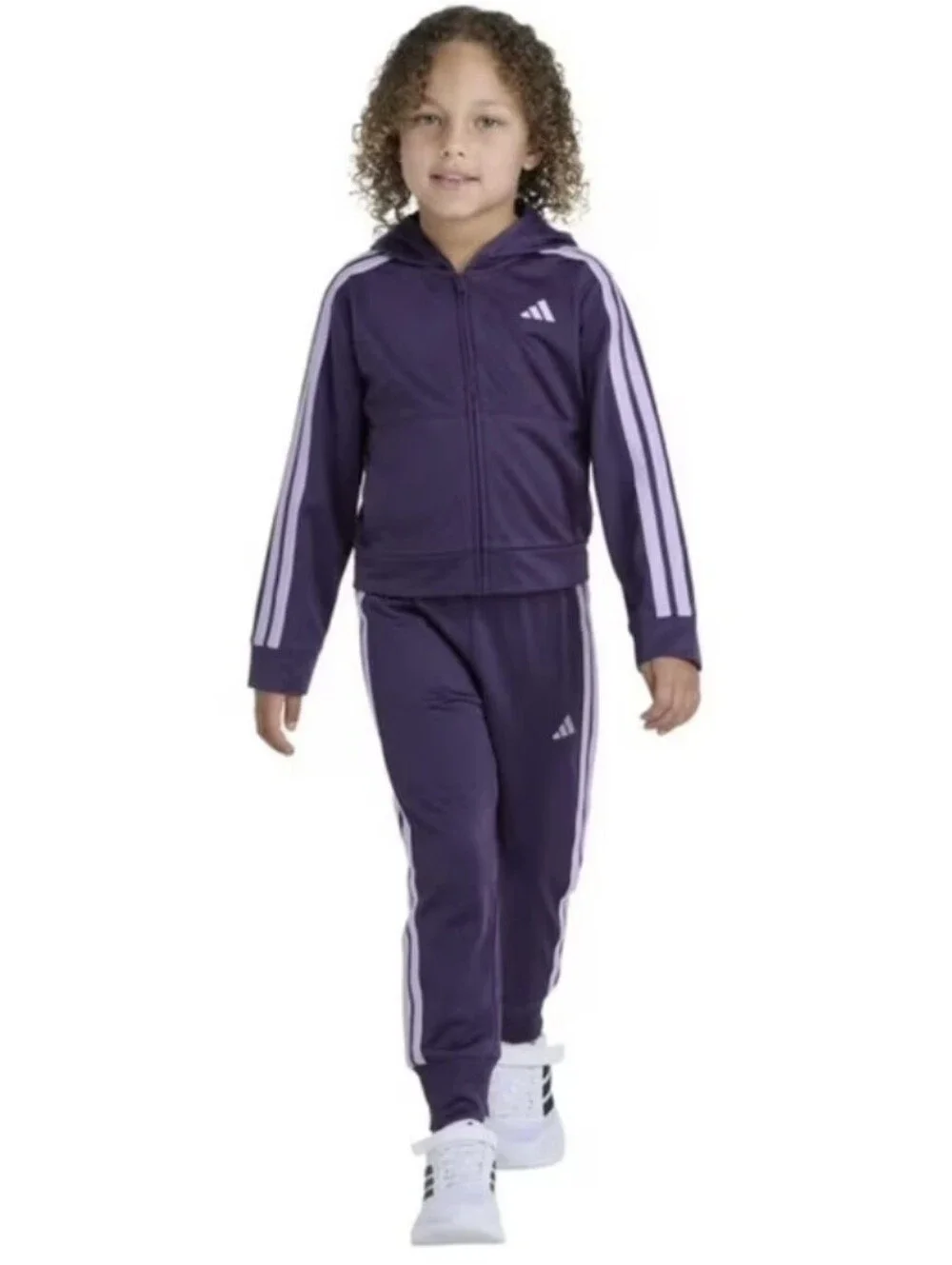 EUC Adidas Kids' 2 Piece Tracksuit Set, Jacket and Jogger Size 5 Dark Purple